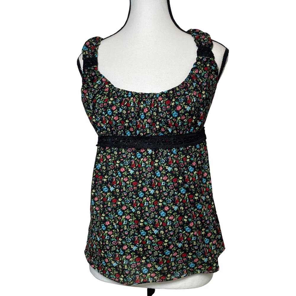 Candies Floral‎ Milkmaid Womens Top Small Y2K Preppy Ditsy Whimsy Dark Romantic